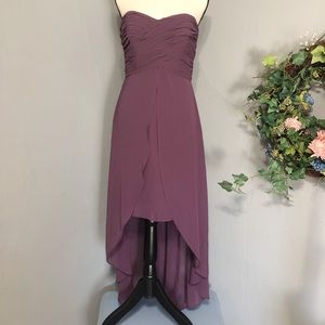 DAVIDS BRIDAL Plum Strapless High Low Dress